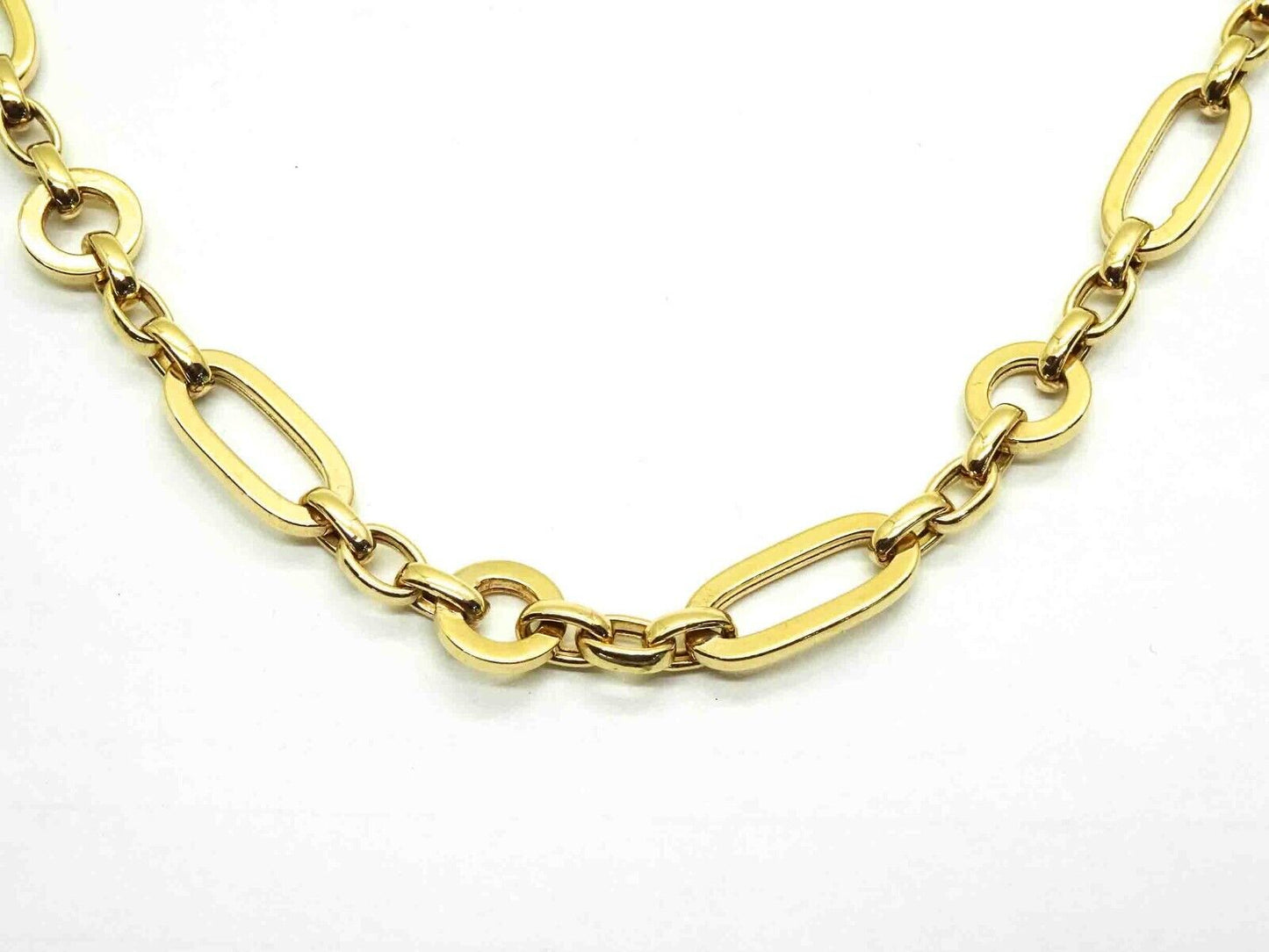 Custom-Made Round & Oval Link Chain Necklace 10k Gold 29" Long