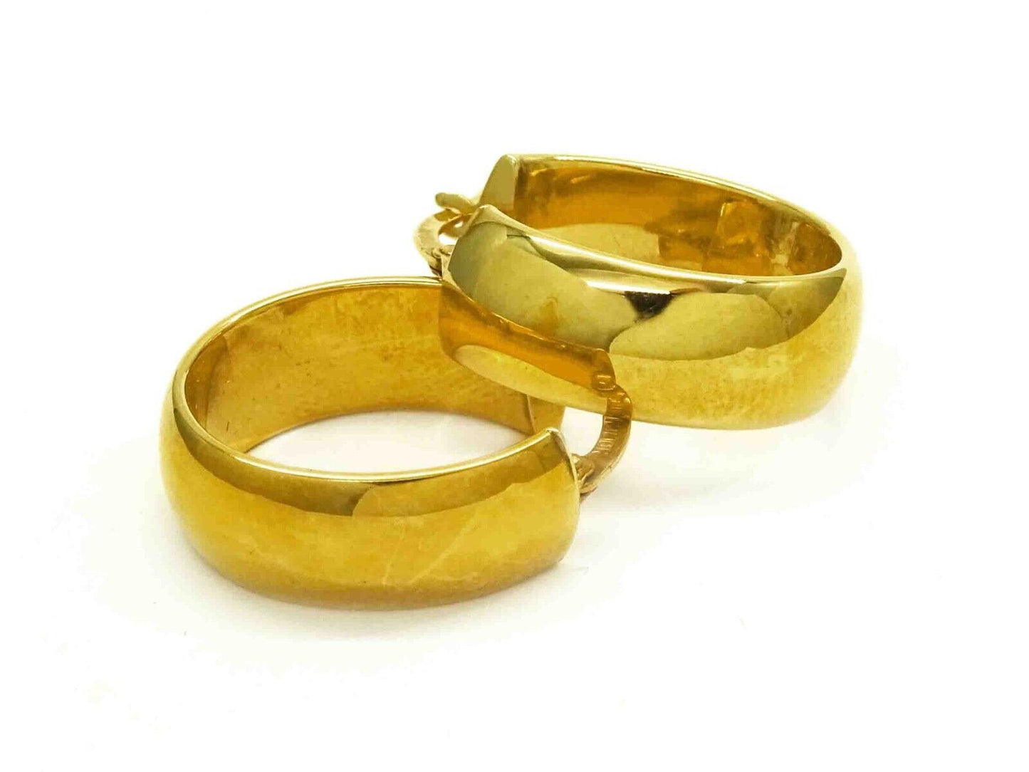 Milor Italy 8mm Wide Oval Leverback Hoop Earrings 18k Gold 2.7 Grams