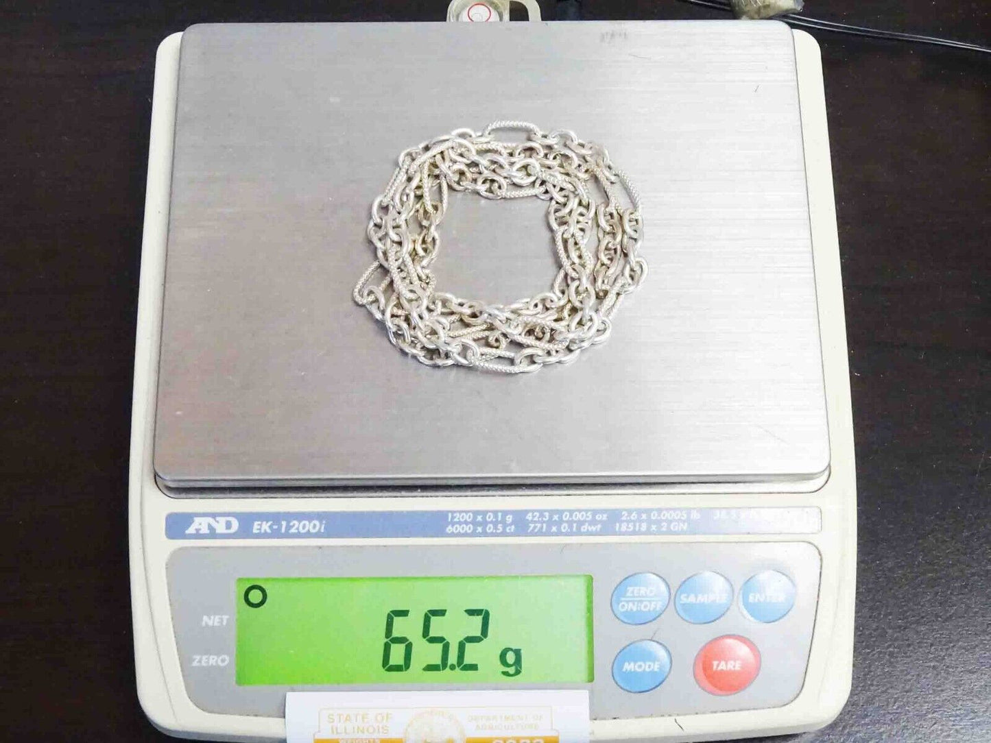 7mm Wide Figaro-Style Link Chain Necklace Sterling Silver 32" Long 65.2 Grams