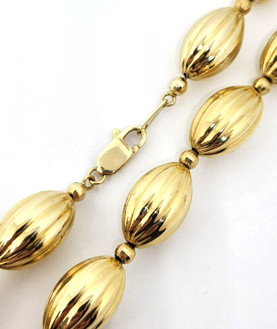 14k Yellow Gold Bead Chain Necklace 17'' Long, 11.5mm Wide