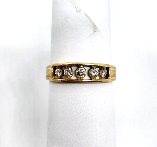 0.42ctw Round Diamond Channel Set Wedding Band Ring 14k Yellow Gold Size 10.25