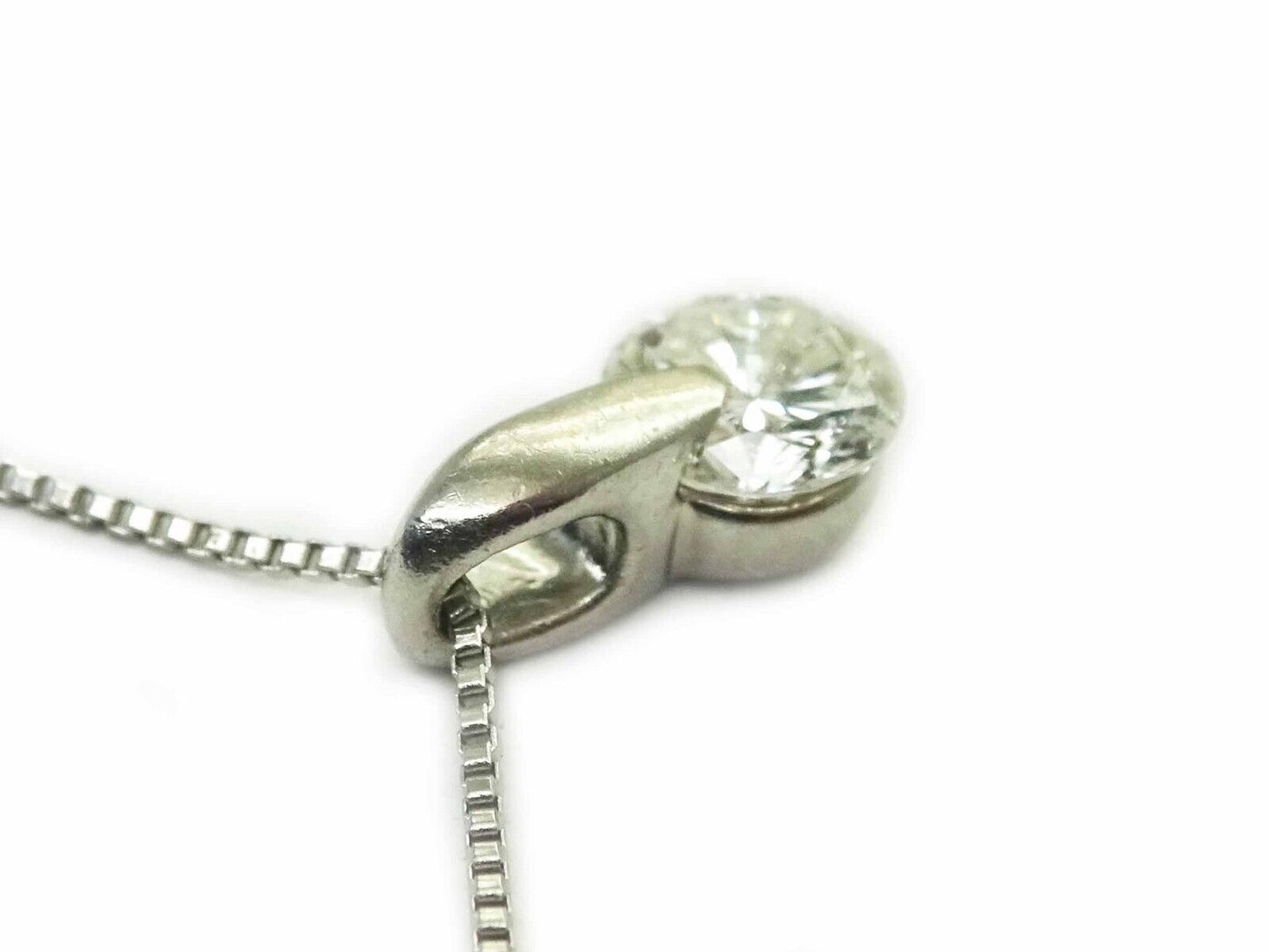 0.35ct tw Natural Diamond Platinum Mini Charm Pendant Box Chain 16"