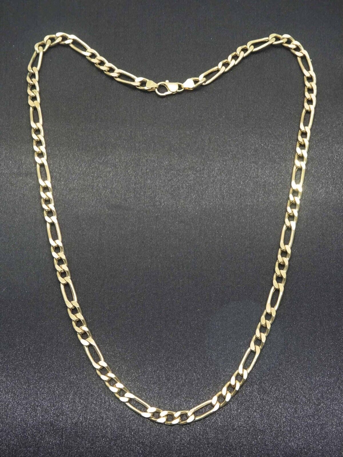 Men's 6mm Wide Figaro Link Chain Necklace 10k Gold 22" Long 24.9 Grams