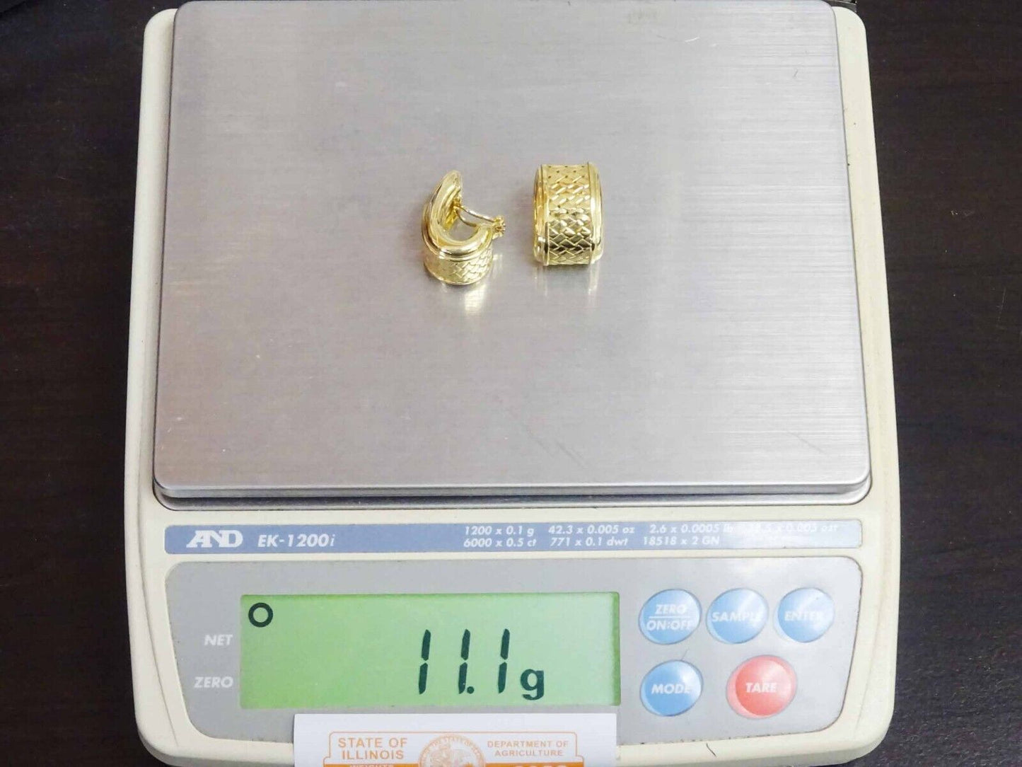 Le Gi Italian Designer Thick Weave J Omega Clip Not Pierced Earrings 18k Gold