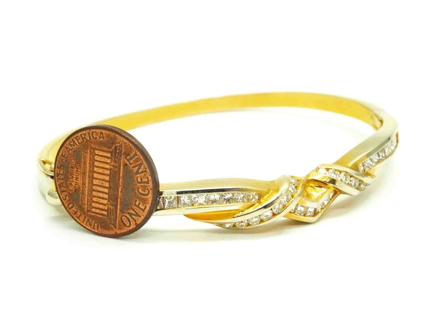 2.10ct tw Natural Diamond Fancy Hinged Bangle Bracelet 14k Gold 29.8 Grams
