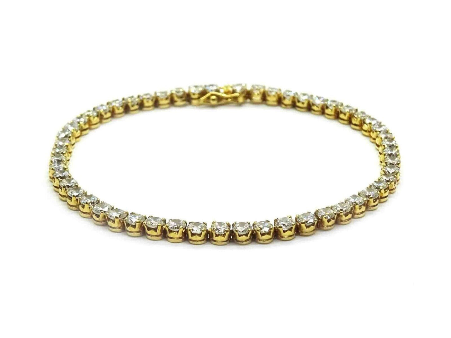 3.5mm Wide Round CZ Tennis Bracelet 14k Gold 7.25" Long 8.2 Grams