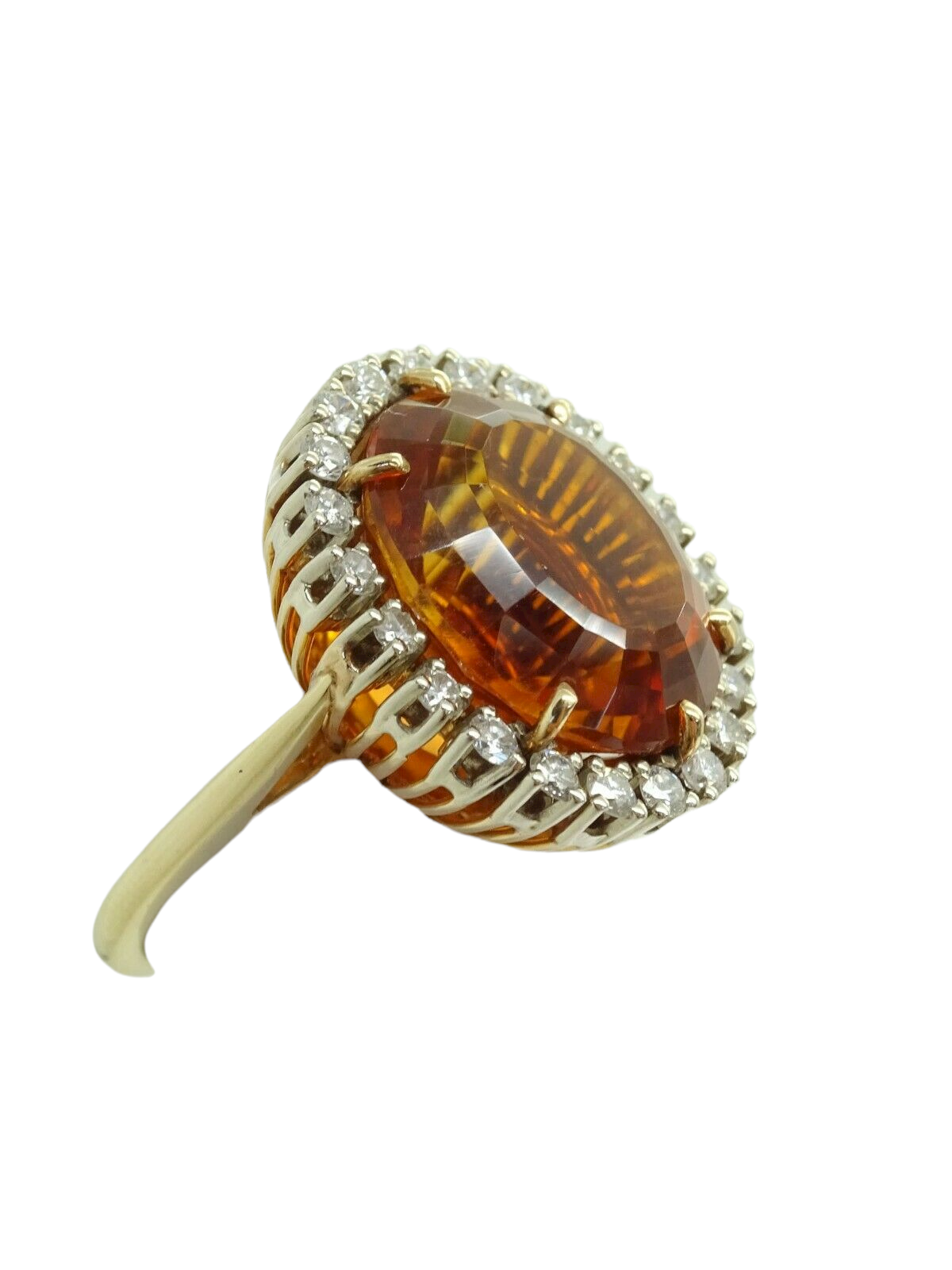 12.96ct tw Large Oval Mandarin Citrine & Diamond Filigree Ring 14k Gold Size 7