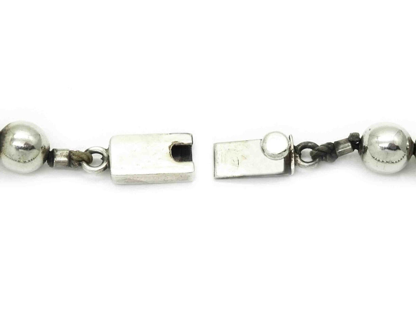Old Pawn Taxco Mexico 8mm "Navajo Pearl" Sterling Silver Bead Necklace 16.25"