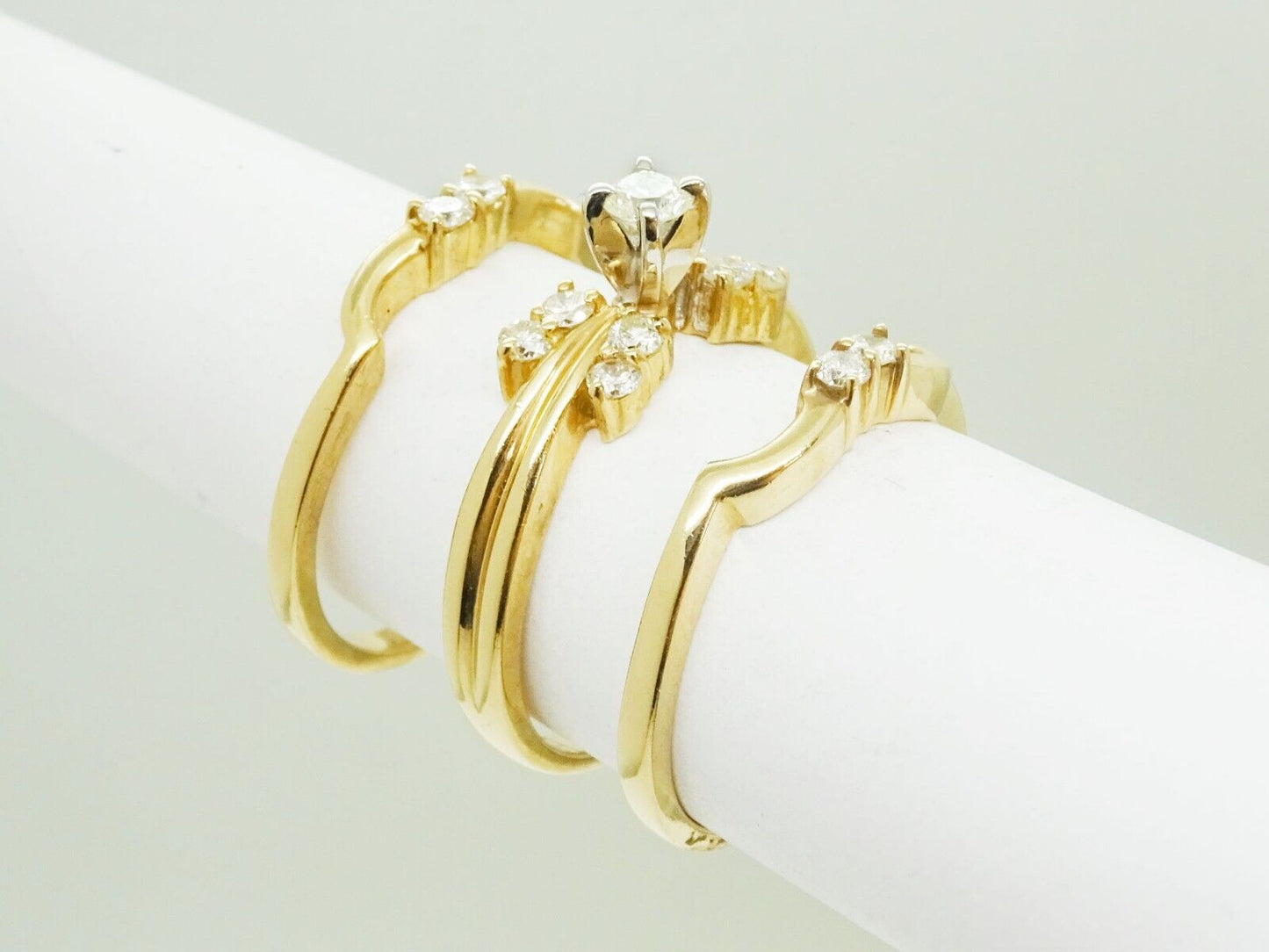 0.40ct tw Natural Diamond 3pc Stackable Band Ring Set 14k Gold