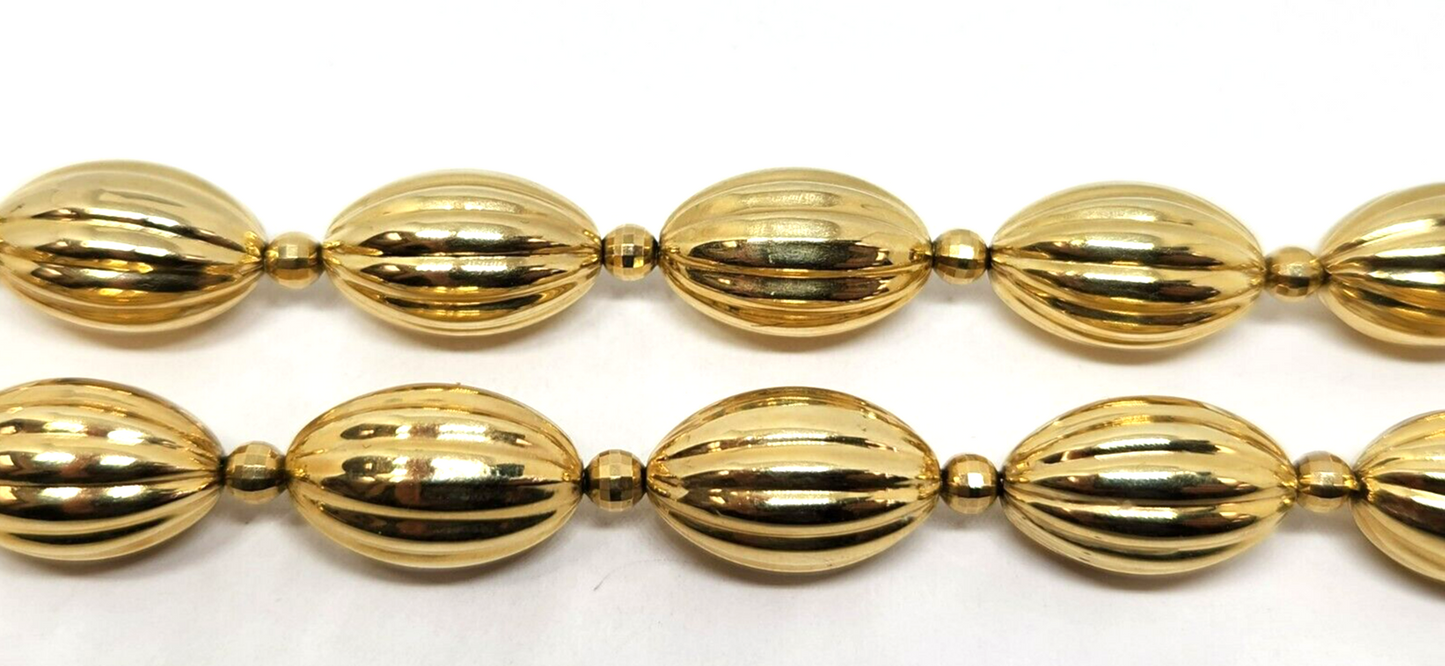 14k Yellow Gold Bead Chain Necklace 17'' Long, 11.5mm Wide