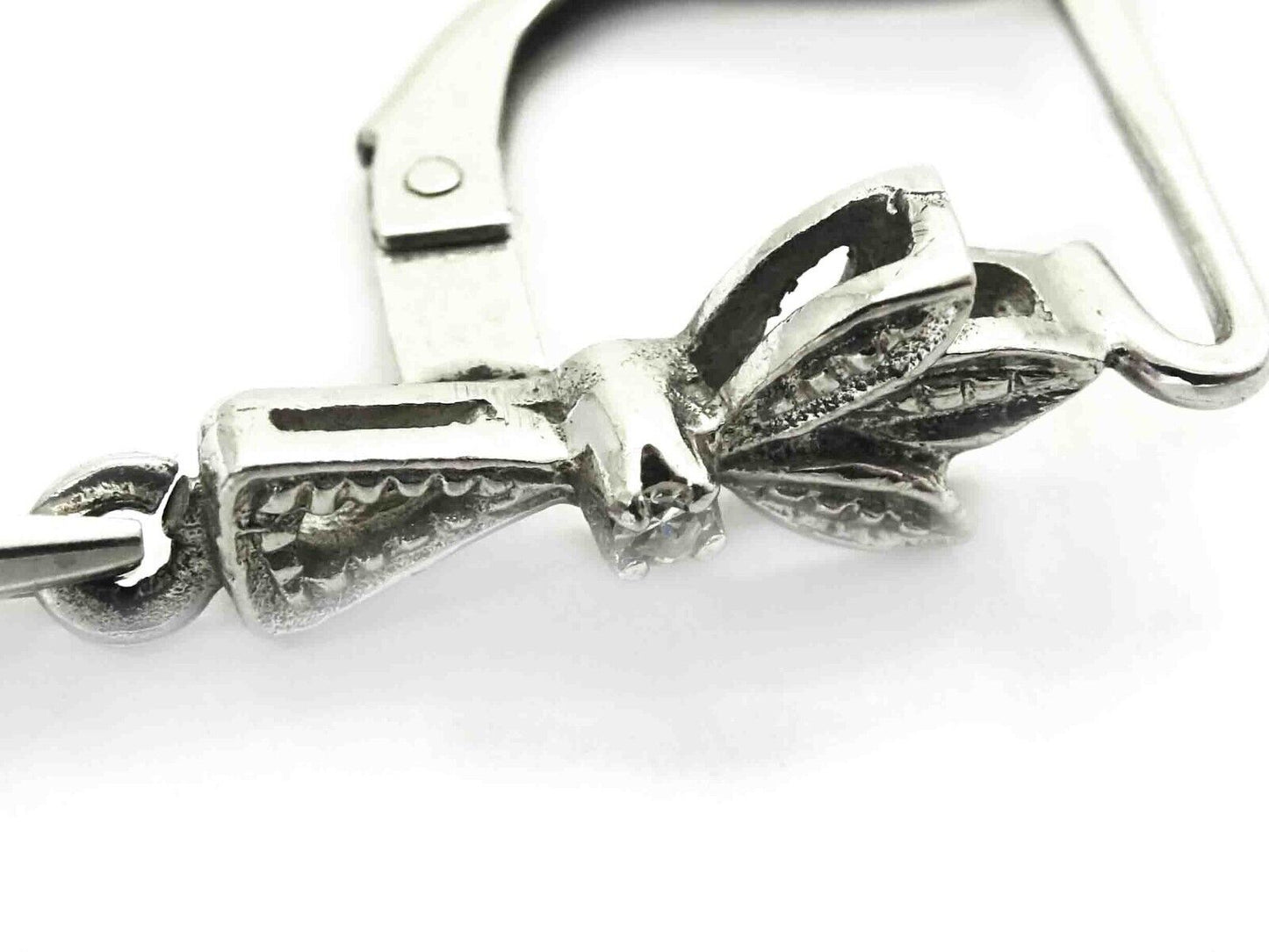 Mid-Century 0.54ct tw Diamond Flower Burst Dangle Earrings 14k White Gold