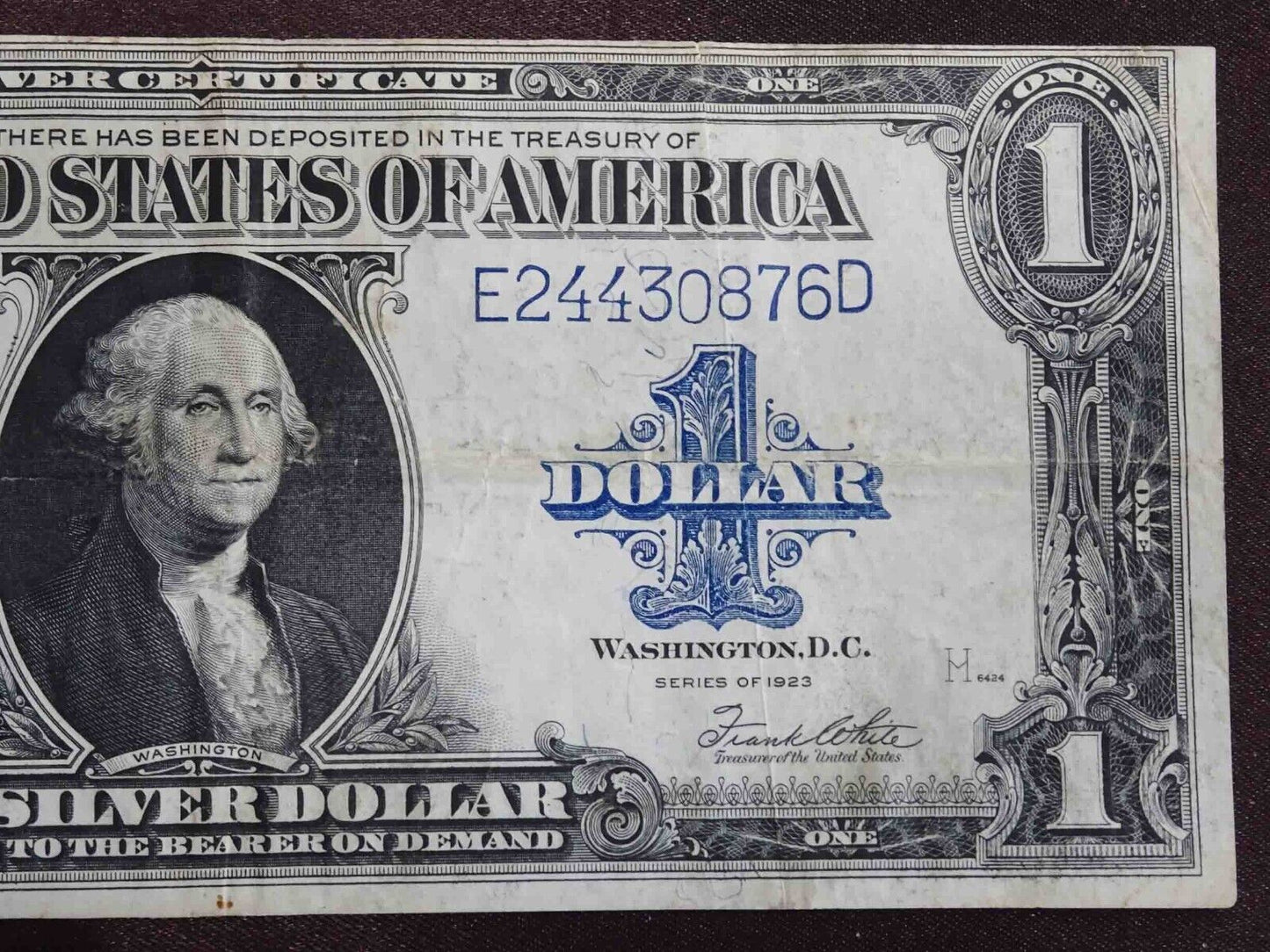 1923 $1 One Dollar Silver Certificate Large Note Serial #E24430876D