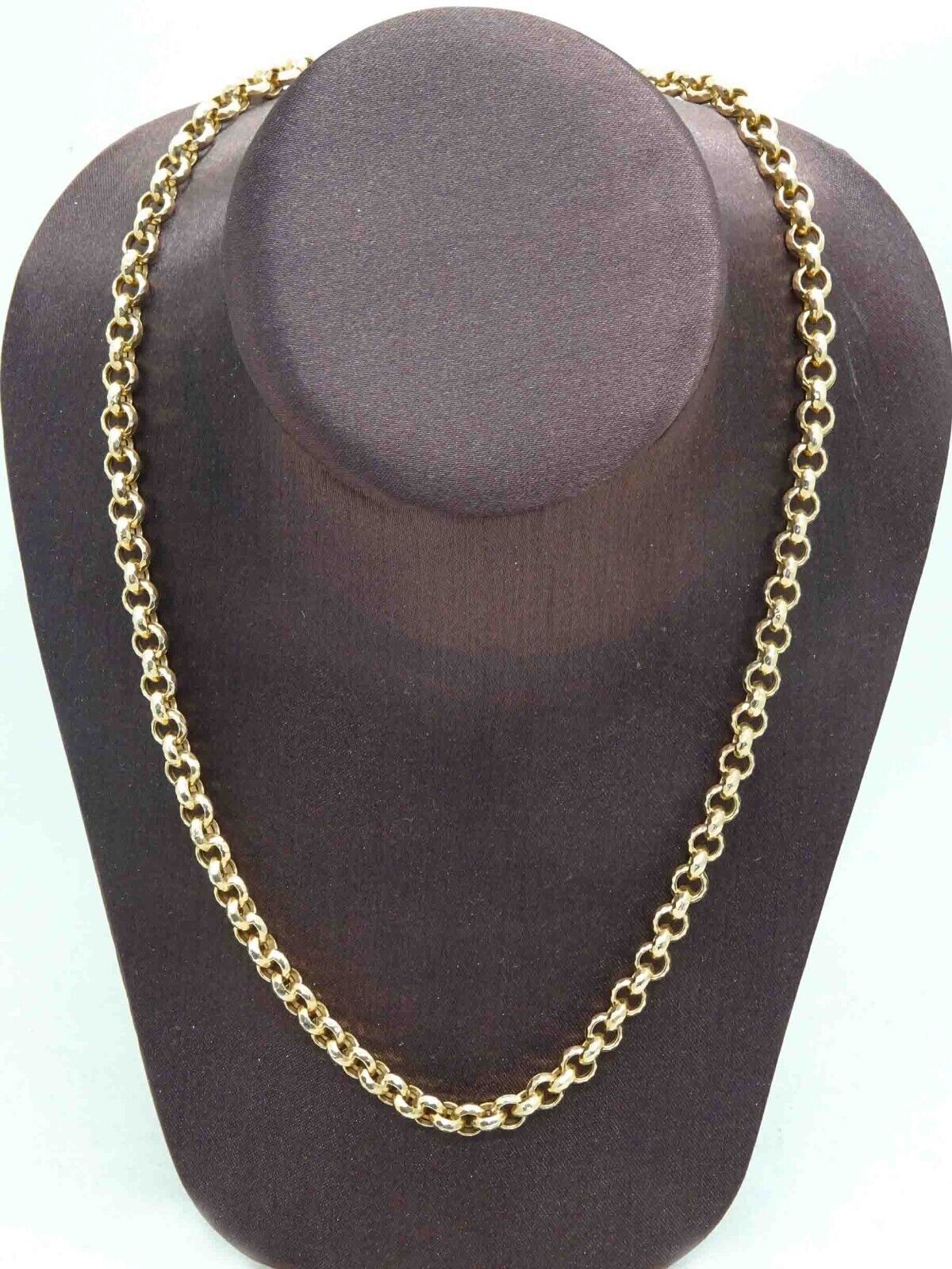 6.5mm Dia-Cut Rolo Semi Hollow Link Chain 14k Gold Milor Italy 20.25" 19.9 Grams