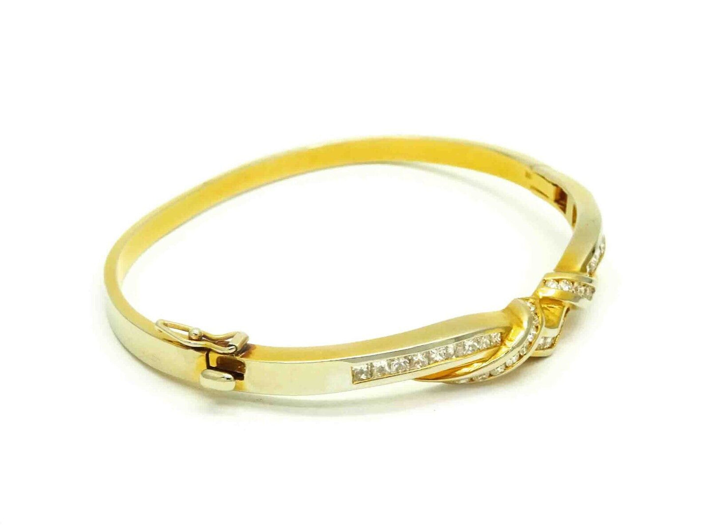 2.10ct tw Natural Diamond Fancy Hinged Bangle Bracelet 14k Gold 29.8 Grams