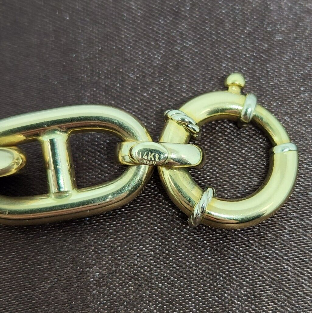 14k Yellow Gold Mariner Chain Bracelet 7.5'' Long, 13mm Wide