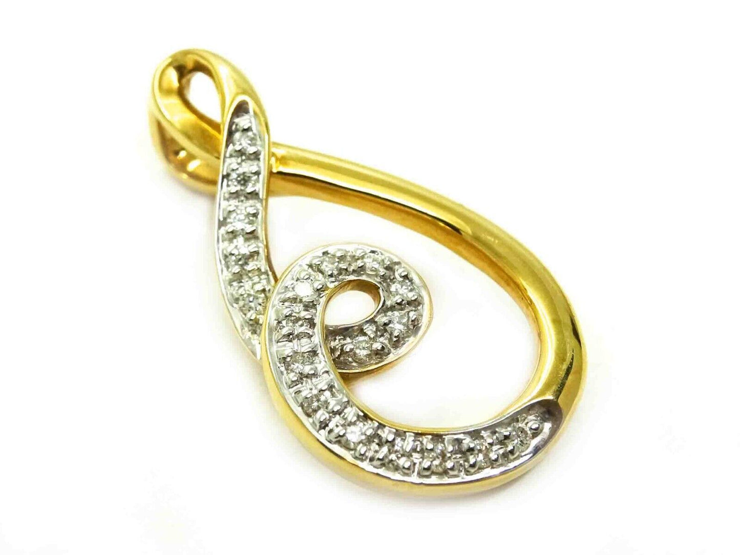 0.50ct tw Natural Diamond Swirling Ribbon Design Pendant & Earrings Set 18k Gold