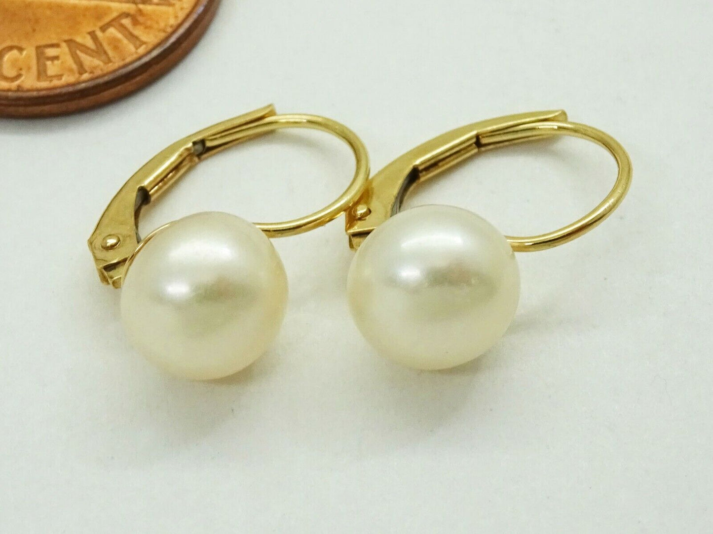 Pearl Bead Cabochon Dangle Earrings 14k Gold