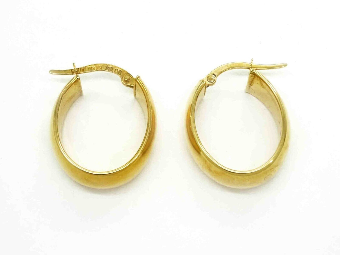 Milor Italy 8mm Wide Oval Leverback Hoop Earrings 18k Gold 2.7 Grams