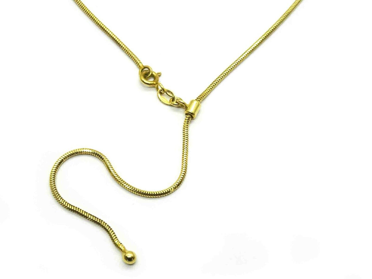 Milor Italian Dia-Cut Snake Lariat Chain Necklace 14k Gold