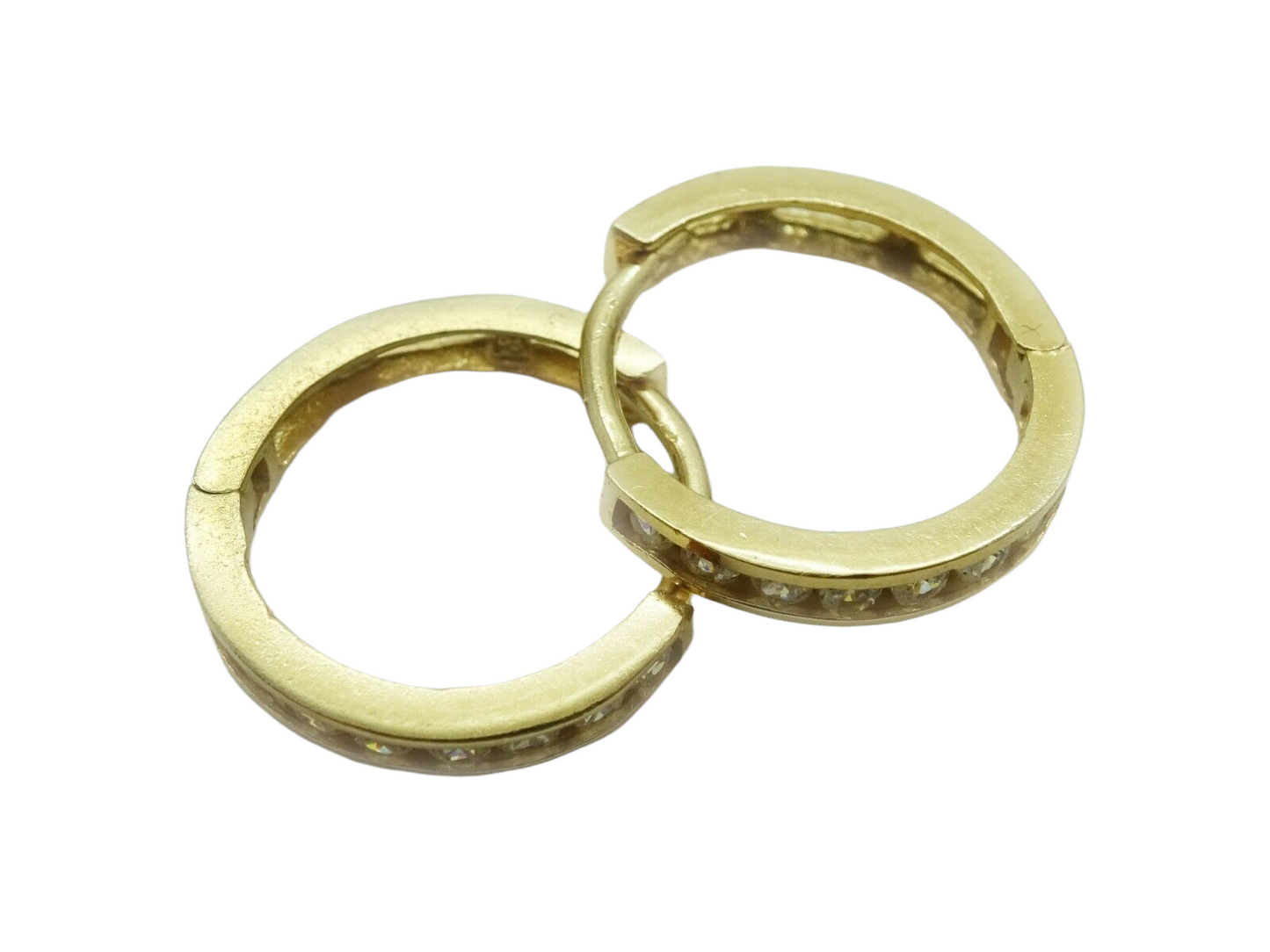 Mini CZ Huggie Hoop Earrings 14k Gold