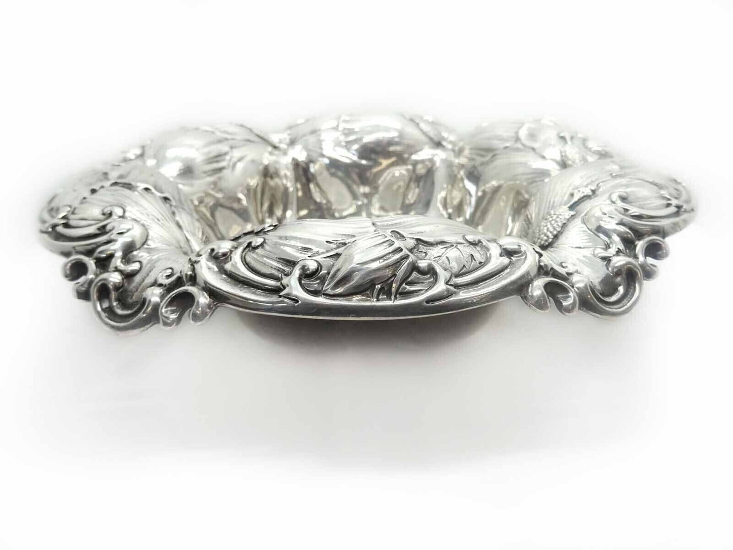 Whiting Art Nouveau Hibiscus Sterling Silver Bowl Style #6073 Monogrammed