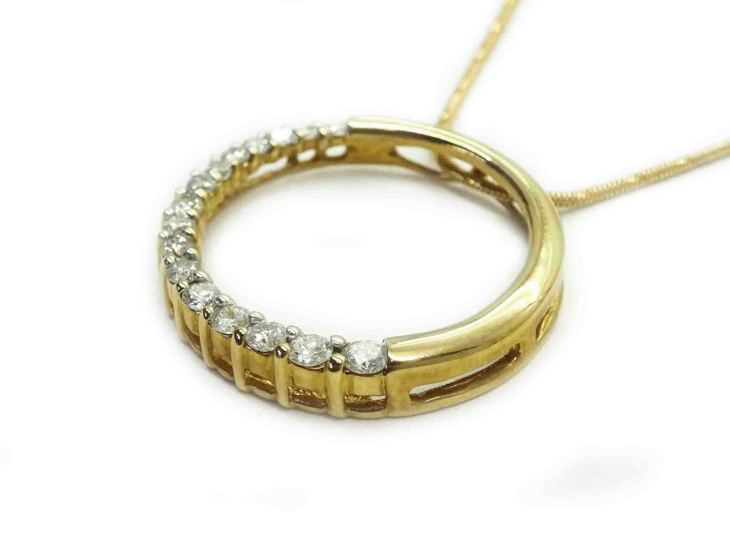 "Love is a Journey" 1ct tw Natural Diamond Ring-Style Pendant Chain 14k Gold