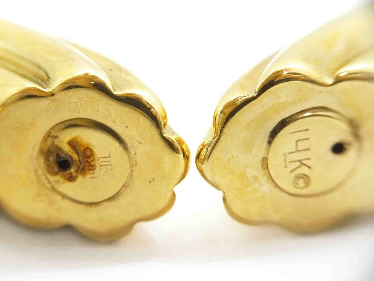 New Old Stock Macaroni-Shaped Half Hoop Dangle Drop Earrings 14k Gold