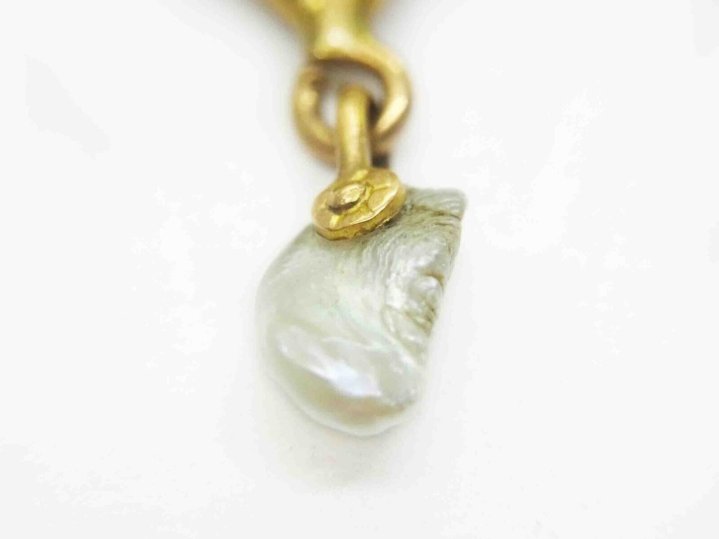 Vintage Pearl Drop Ruby Lavalier Pendant 10k Gold on Thin Chain 14k Gold 20"