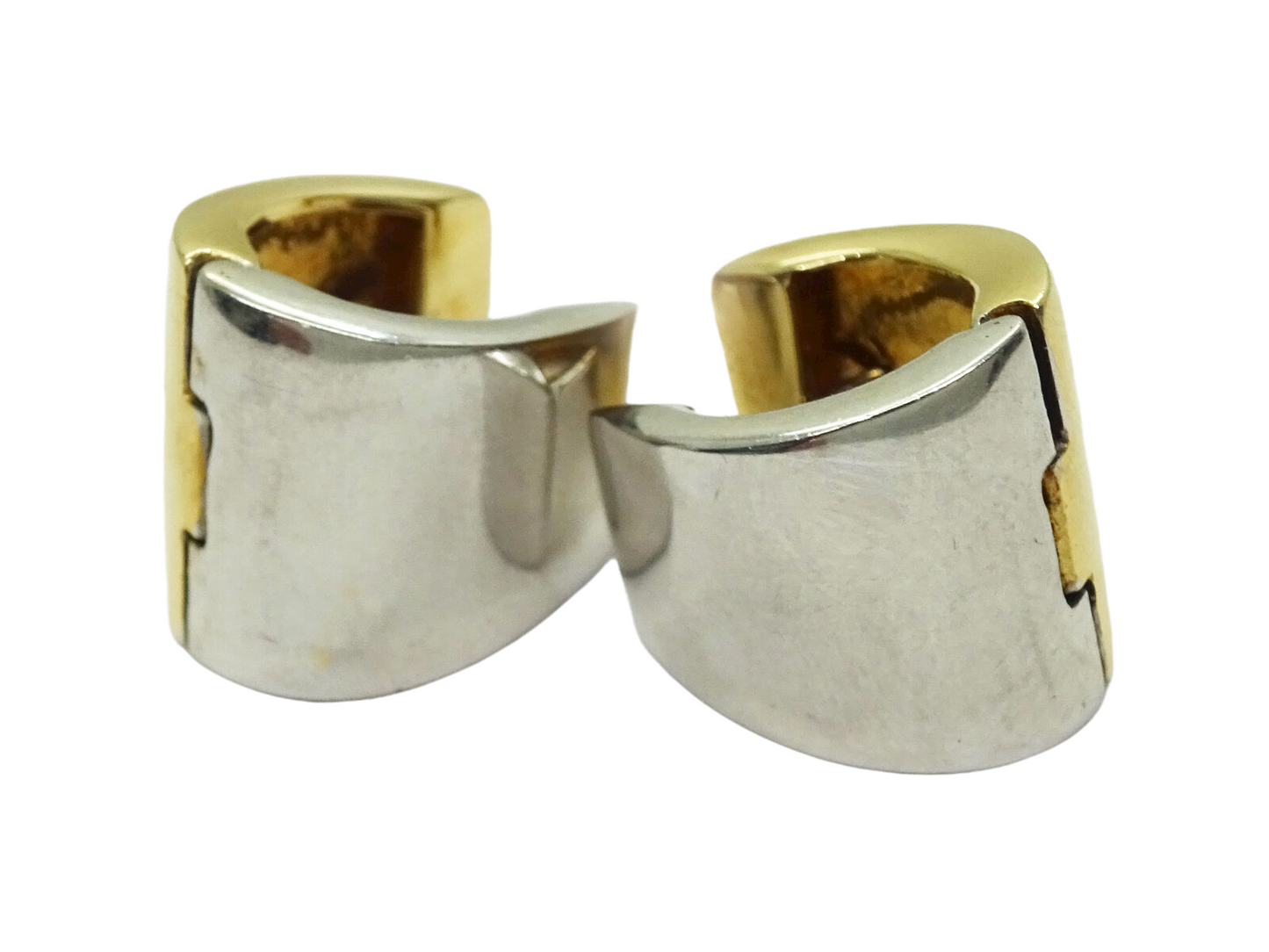 15mm Wide Huggie Hoop Earrings 2-Tone 14k Gold Reversible
