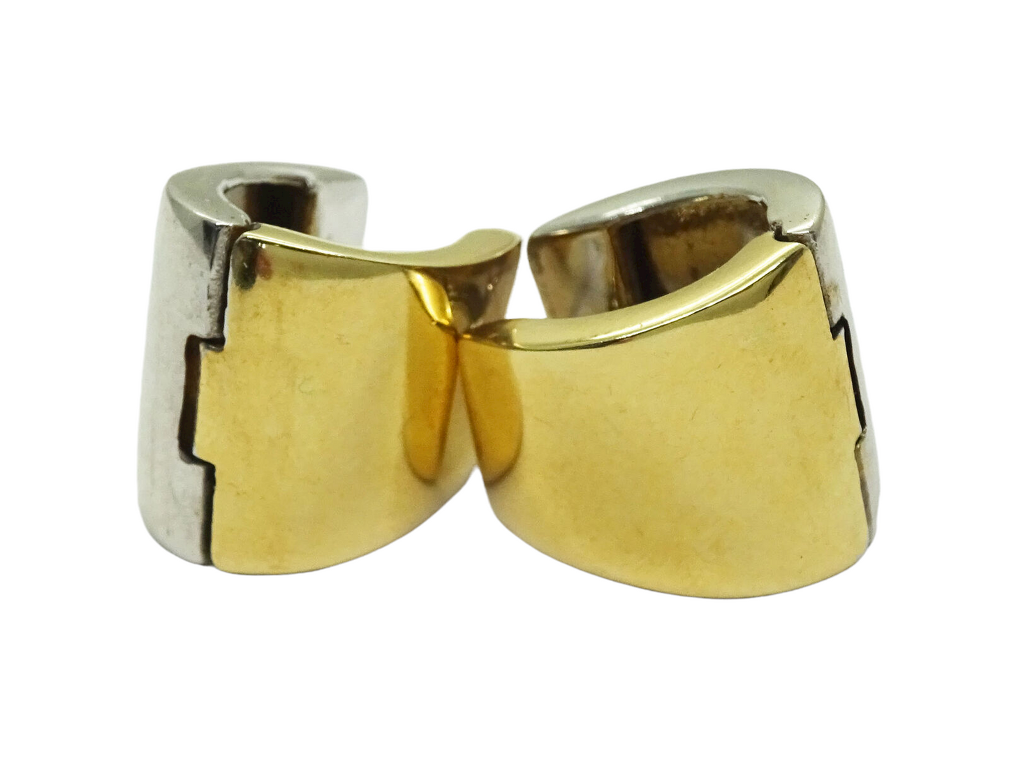 15mm Wide Huggie Hoop Earrings 2-Tone 14k Gold Reversible