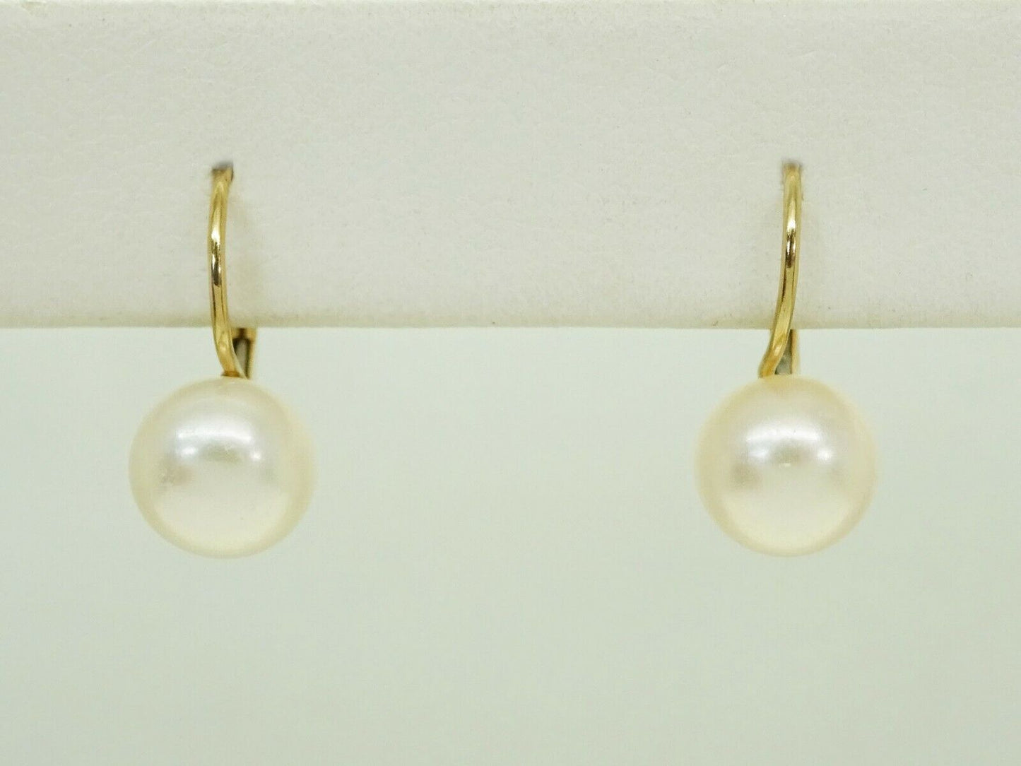 Pearl Bead Cabochon Dangle Earrings 14k Gold