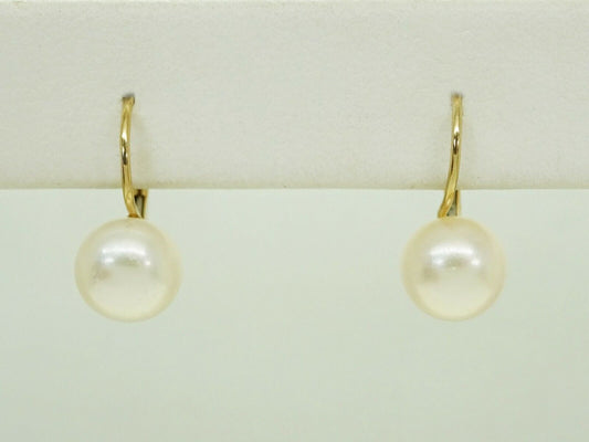 Pearl Bead Cabochon Dangle Earrings 14k Gold