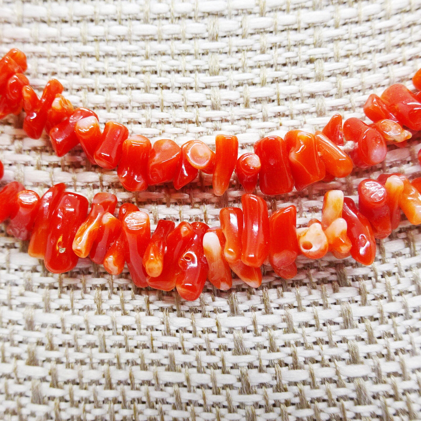 Pair of Two Genuine Natural Red Coral Chip Necklaces 29"