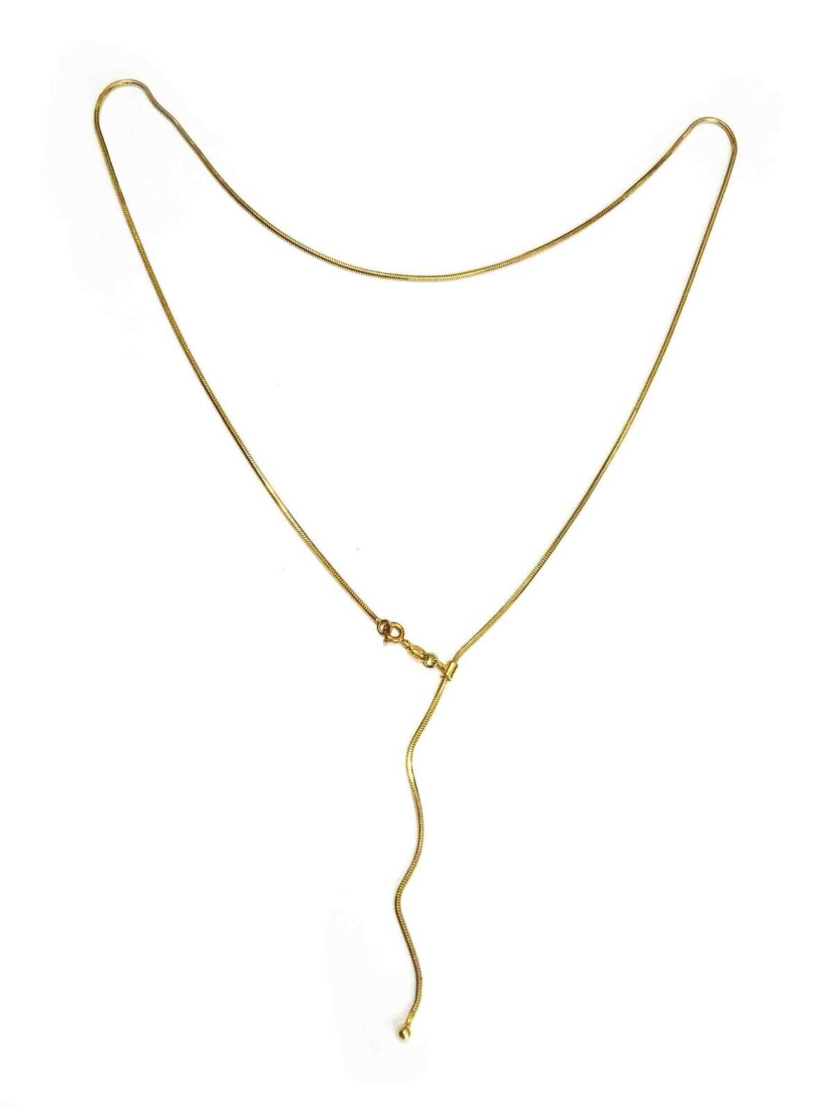 Milor Italian Dia-Cut Snake Lariat Chain Necklace 14k Gold