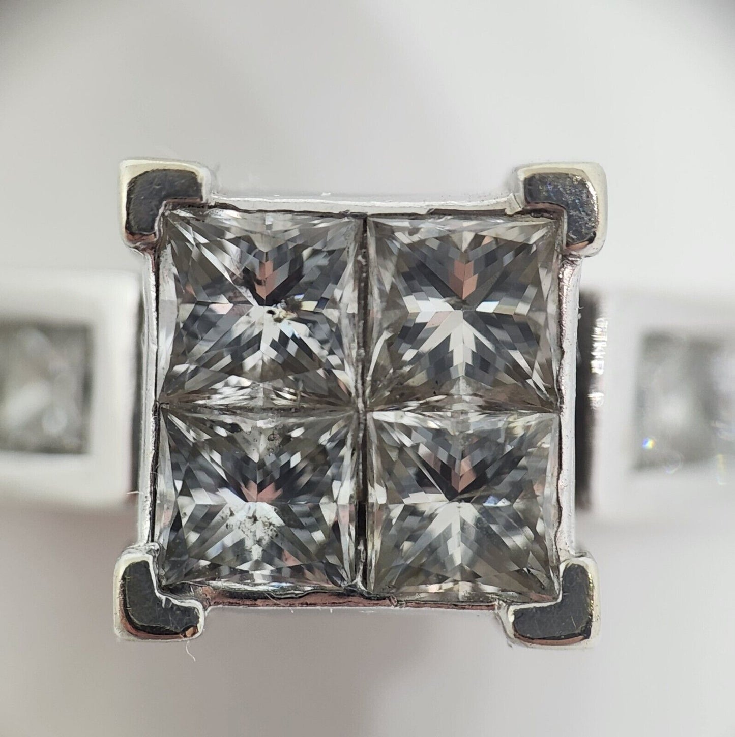 1.9ct tw Quad Princess-cut Diamond Engagement Ring 14k White Gold, Size 10
