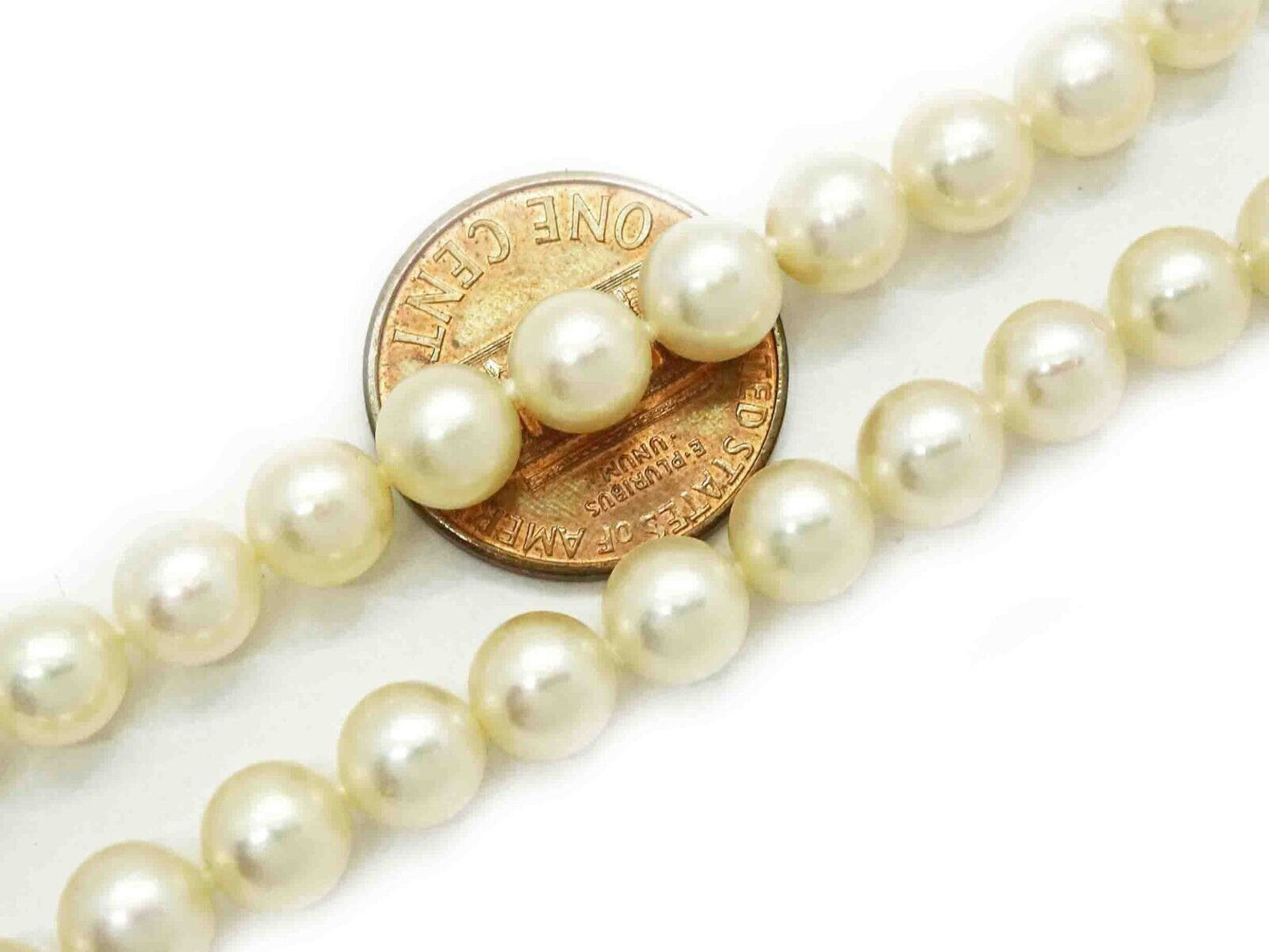 Mikimoto 6-6.5mm Akoya Cultured Pearl Bead Strand Necklace 18k White Gold 16"
