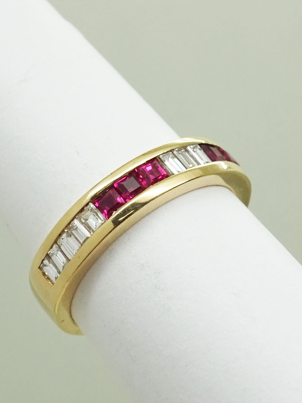 Natural 0.36ct tw Ruby & Diamond Band Ring 14k Gold Size 5 Gemworld
