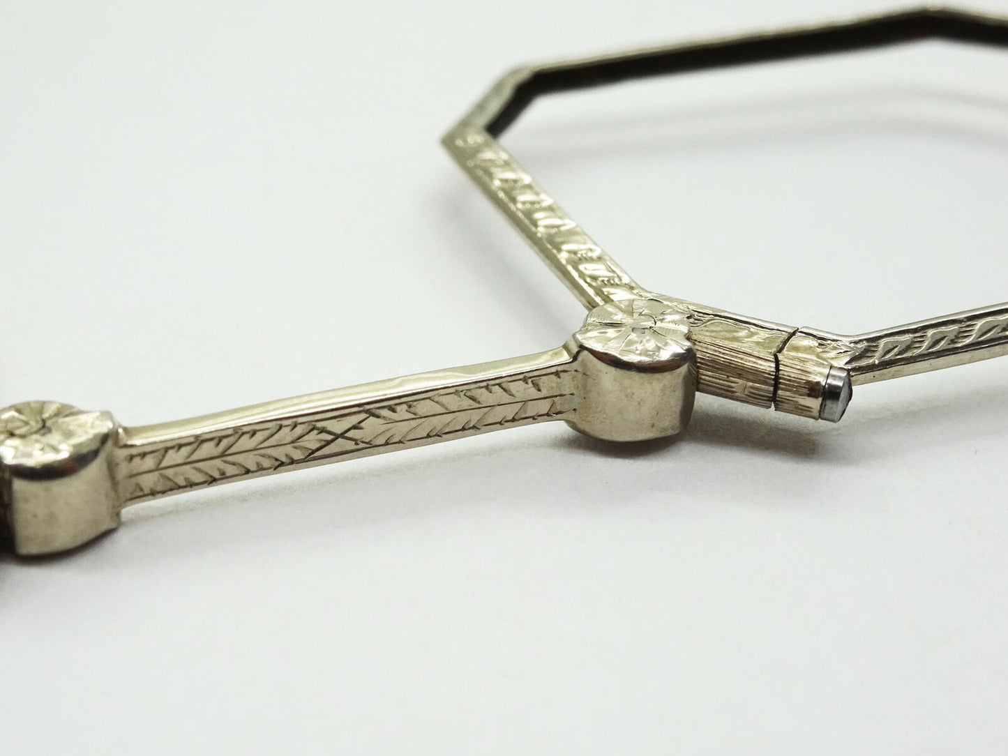 Antique Victorian Lorgnette Folding Opera Glasses 14k White Gold