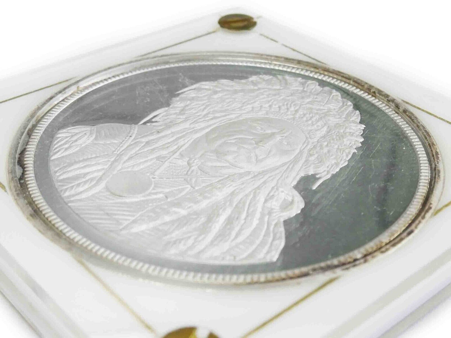 5 Troy Ounce .999 Fine Silver Round $50 Running Antelope The Silver Chief