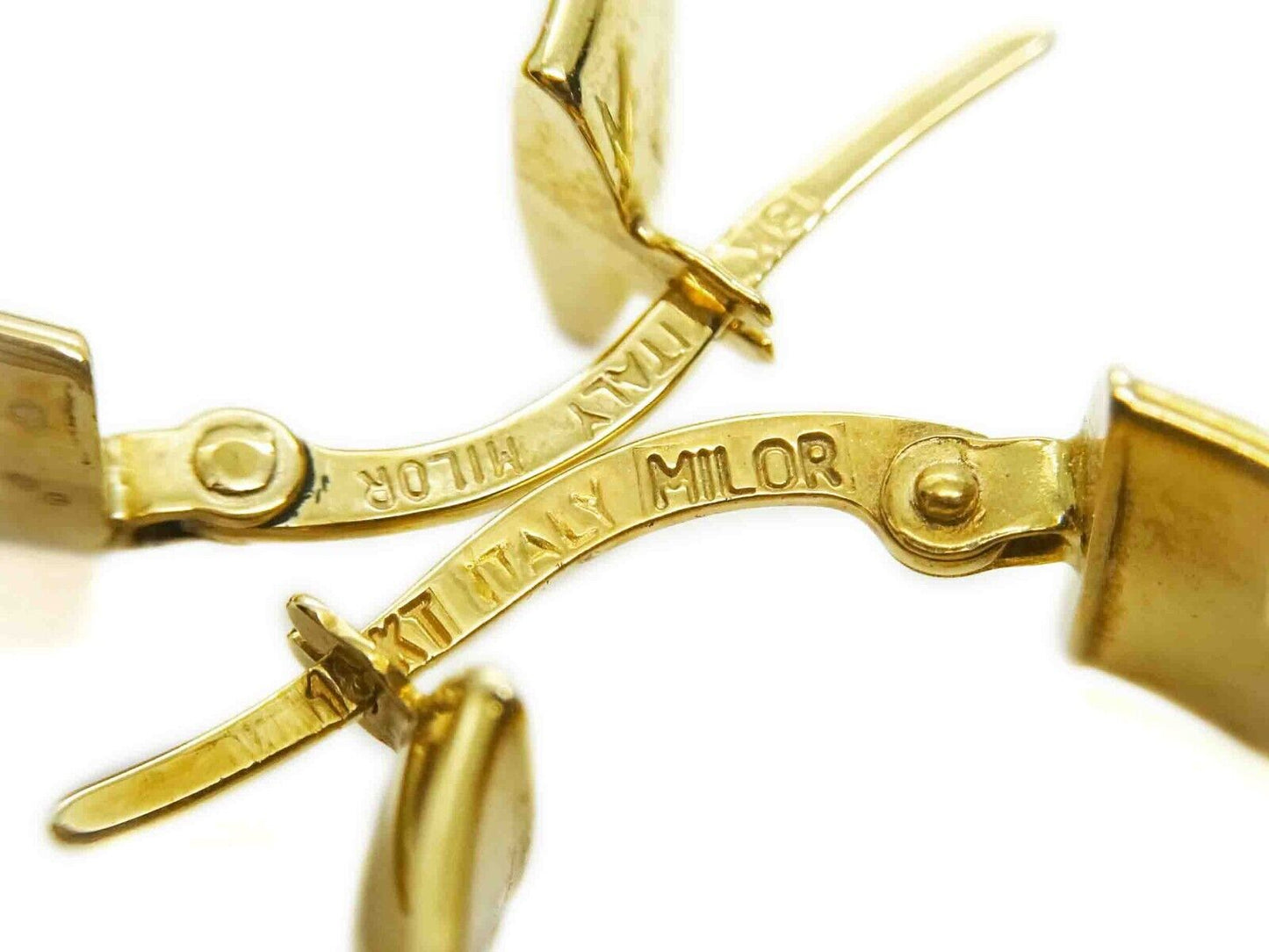Milor Italy 8mm Wide Oval Leverback Hoop Earrings 18k Gold 2.7 Grams