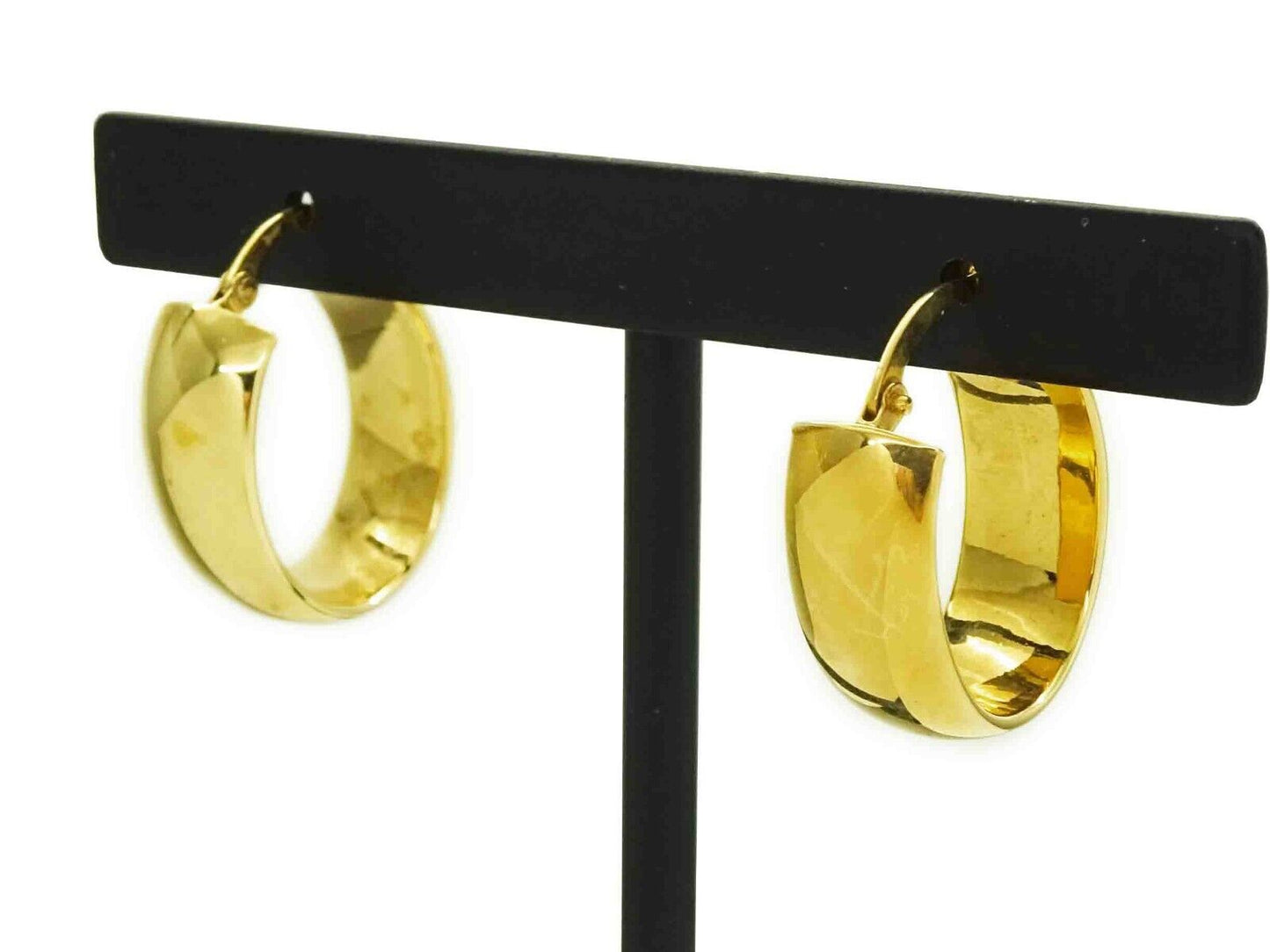 Milor Italy 8mm Wide Oval Leverback Hoop Earrings 18k Gold 2.7 Grams