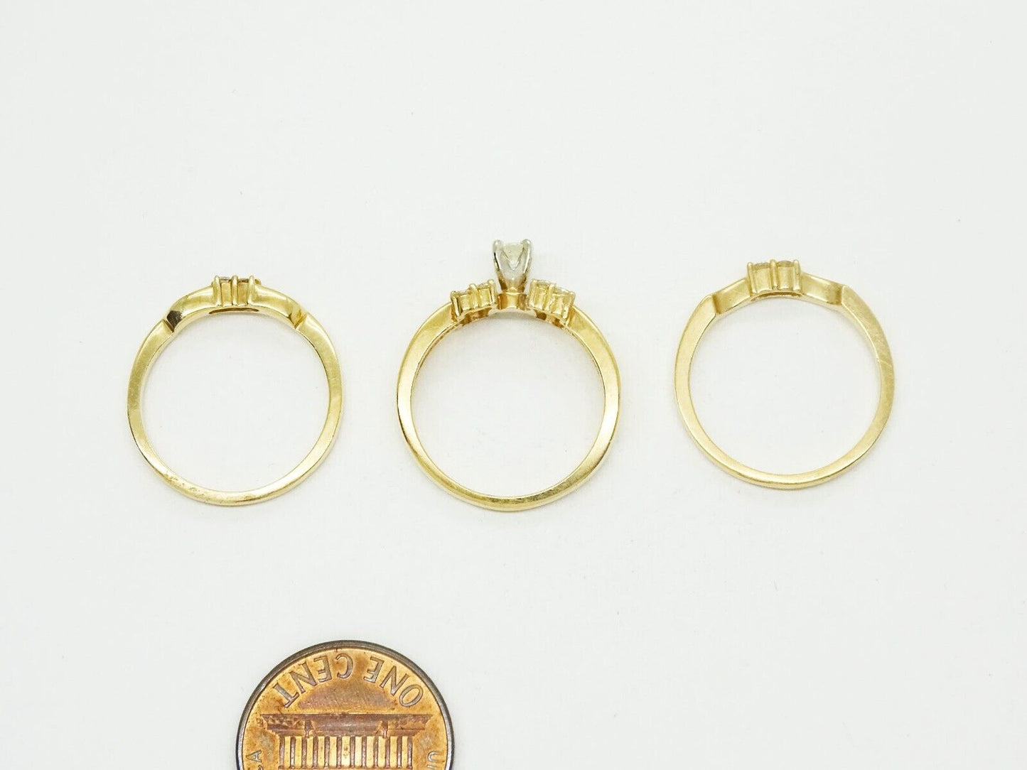 0.40ct tw Natural Diamond 3pc Stackable Band Ring Set 14k Gold