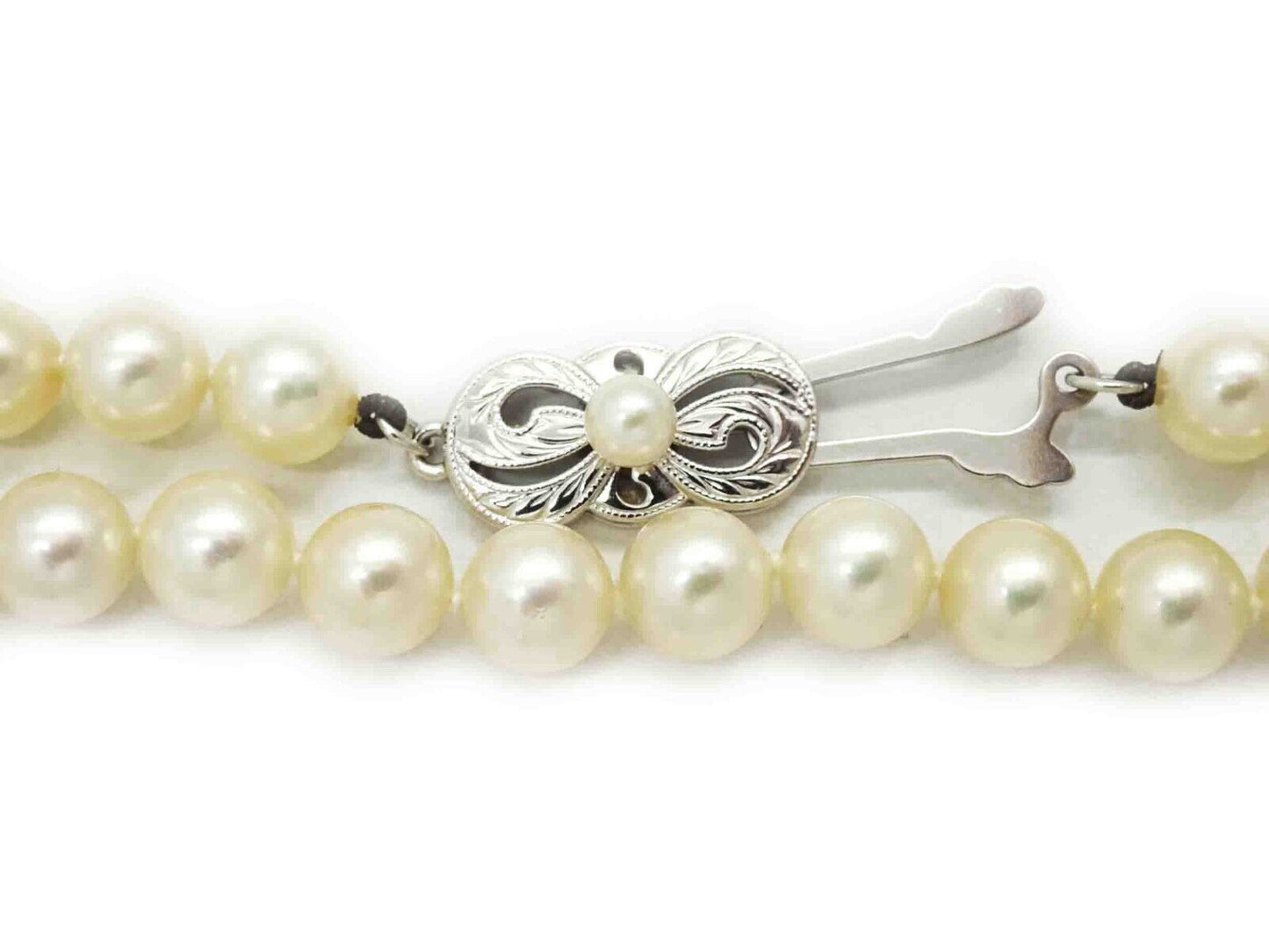 Mikimoto 6-6.5mm Akoya Cultured Pearl Bead Strand Necklace 18k White Gold 16"