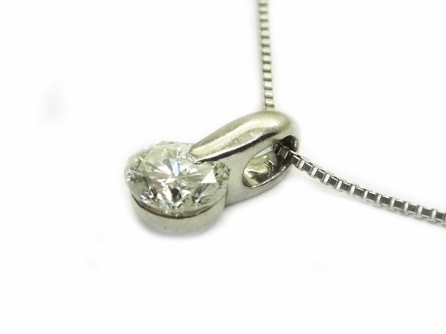 0.35ct tw Natural Diamond Platinum Mini Charm Pendant Box Chain 16"