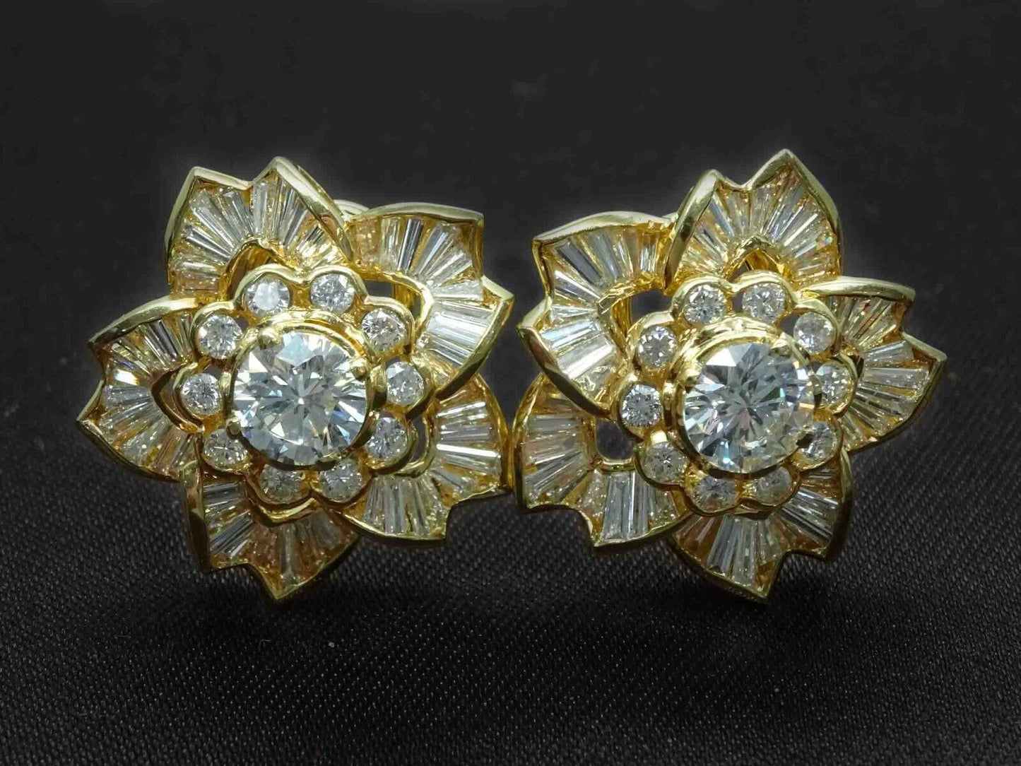 5.10ct tw Natural Diamond Cluster Burst Omega Clip Earrings 18k Gold