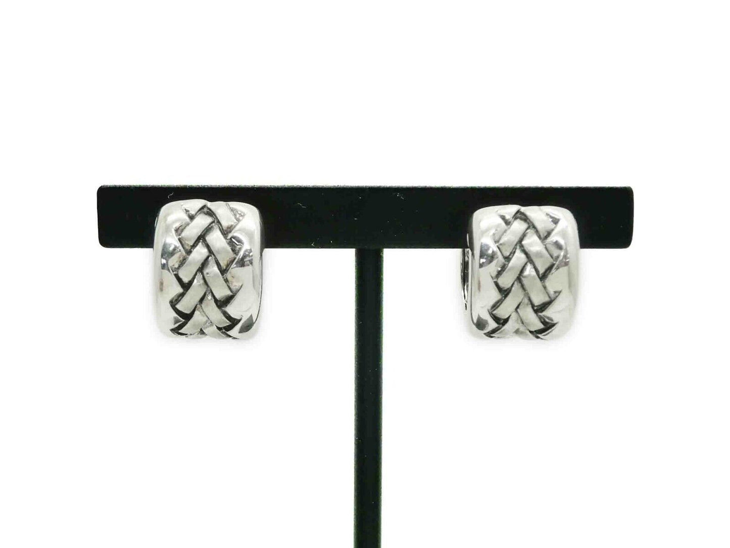 Scott Kay Designer Basket Weave Heart Filigree Huggie Earrings Sterling Silver