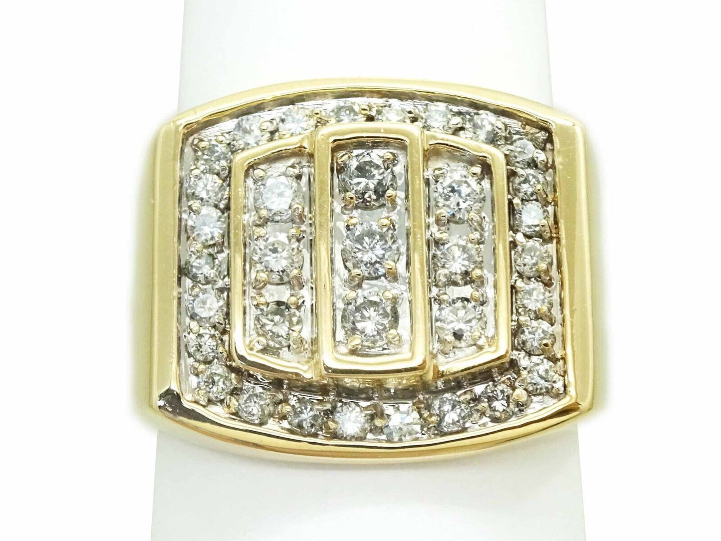 Men's 1.41ct tw Diamond Raised Step Setting Ring 14k Gold GLR Size 9.5