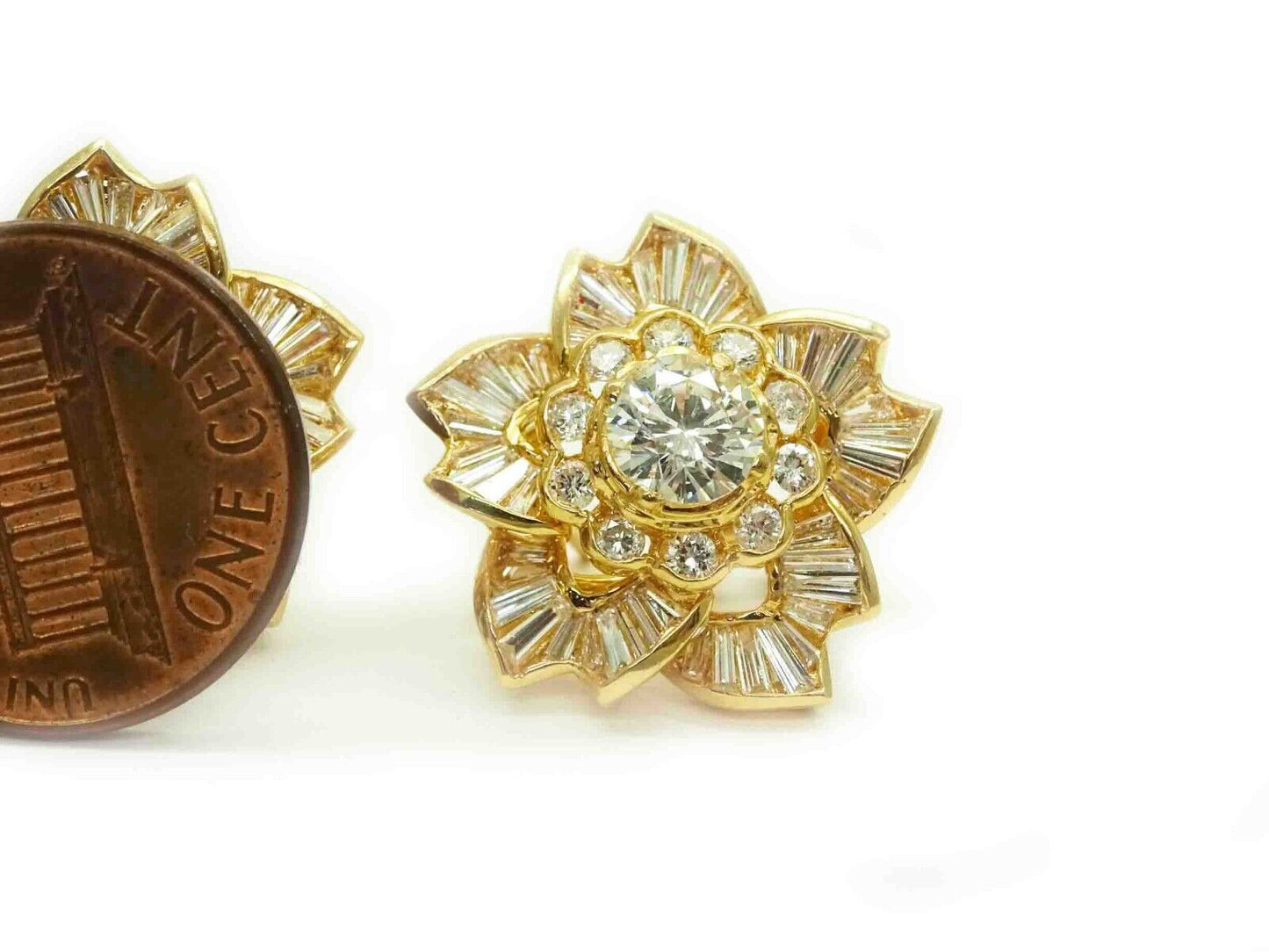 5.10ct tw Natural Diamond Cluster Burst Omega Clip Earrings 18k Gold