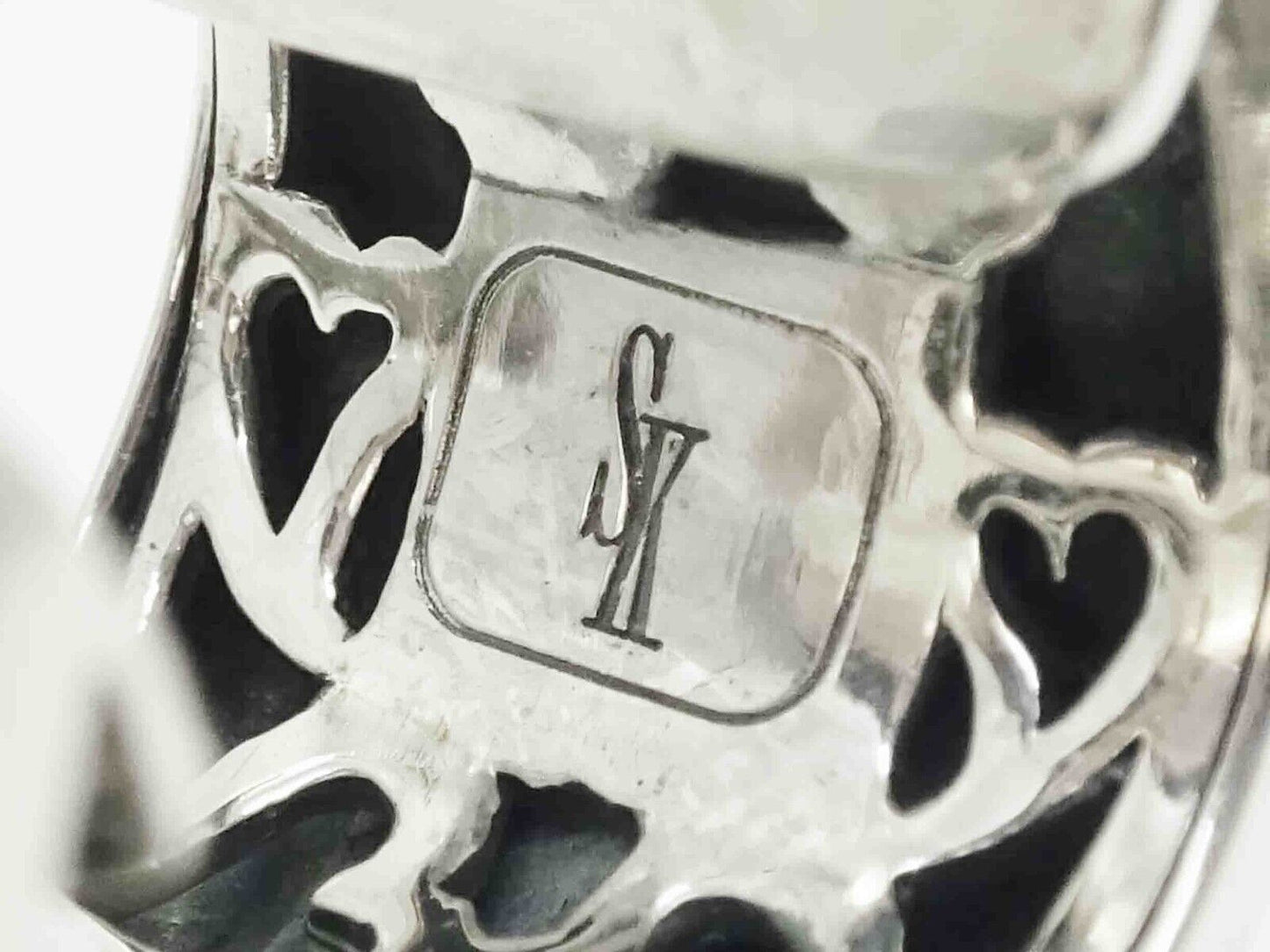 Scott Kay Designer Basket Weave Heart Filigree Huggie Earrings Sterling Silver