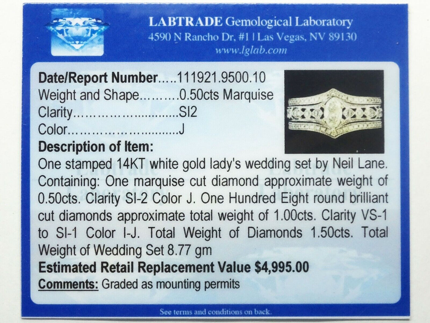 Neil Lane 1.5ct tw Marquise Natural Diamond Wedding Set 14k White Gold Size 8